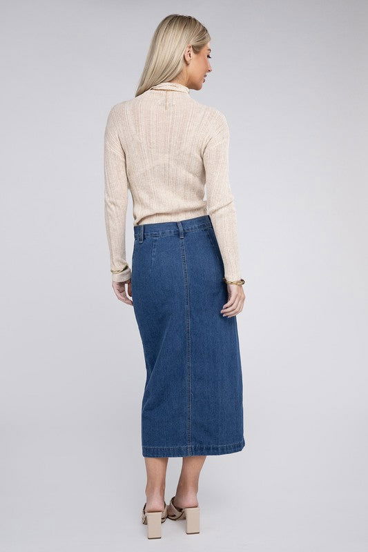 Midi Denim Skirt us.meeeshop - 