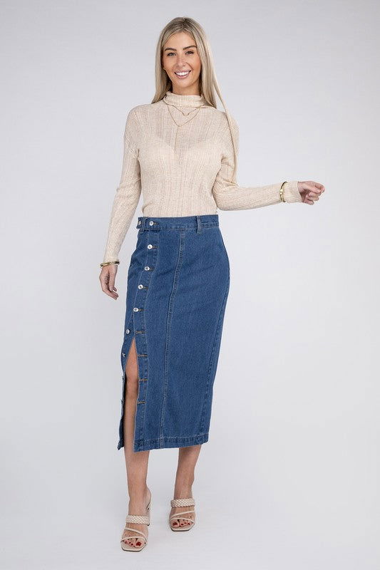 Midi Denim Skirt us.meeeshop - Skirts