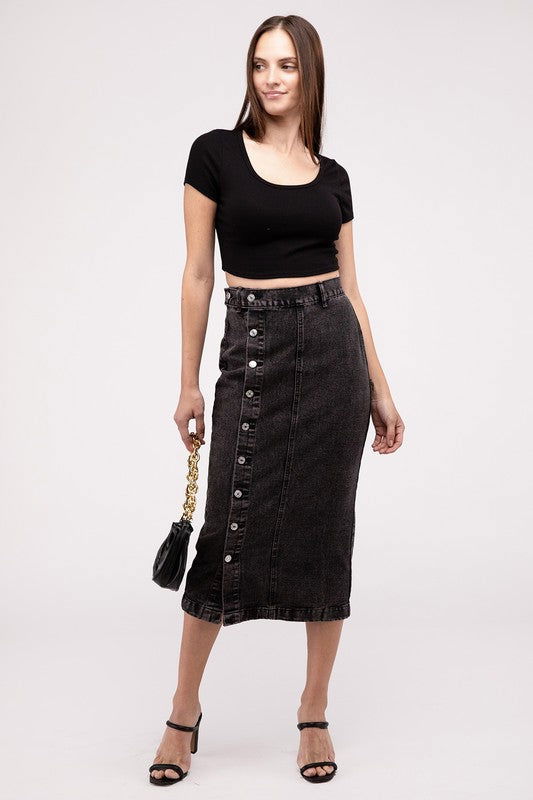 Midi Denim Skirt us.meeeshop - 