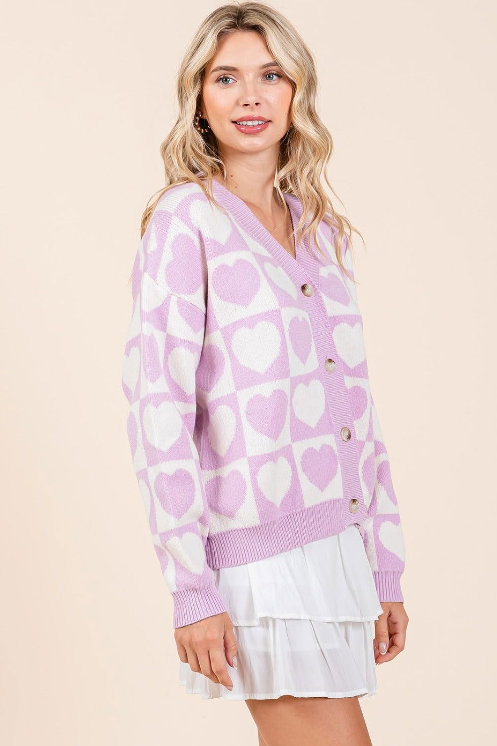 Mittoshop Checkered Heart Button Down Cardigan us.meeeshop - 