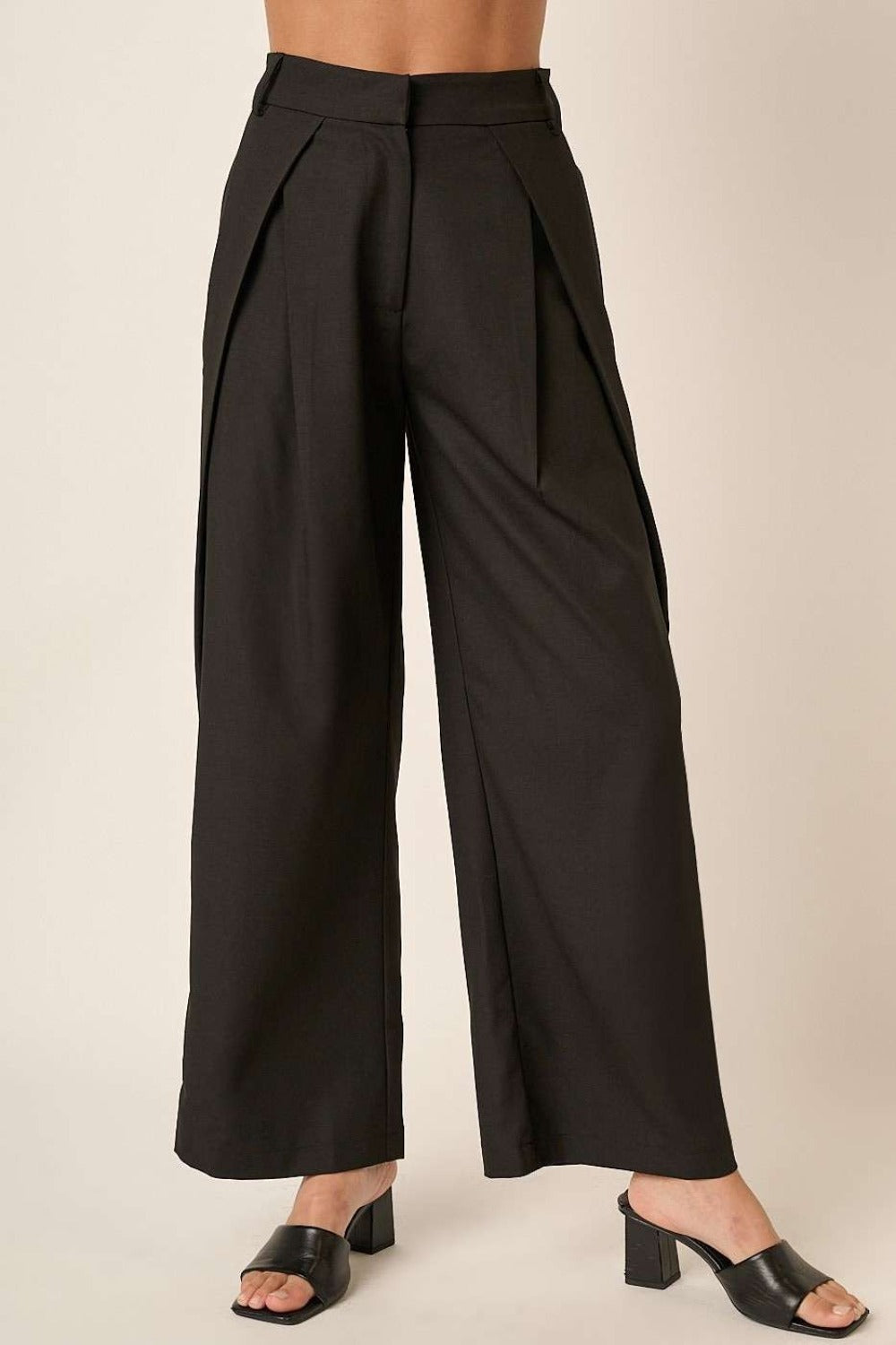 Mittoshop Deep Pleated High Waisted Wide Leg Pants us.meeeshop - 