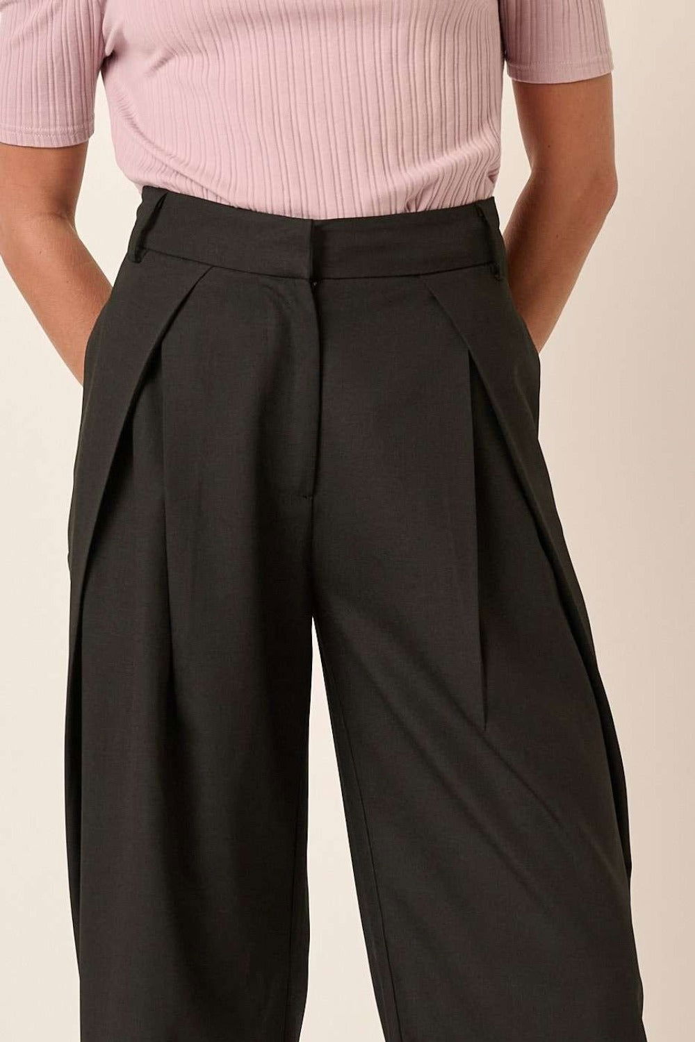 Mittoshop Deep Pleated High Waisted Wide Leg Pants us.meeeshop - 