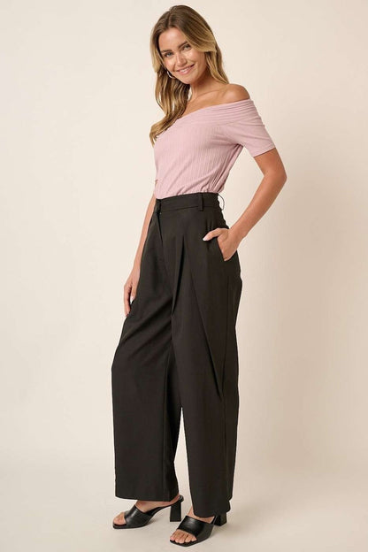 Mittoshop Deep Pleated High Waisted Wide Leg Pants us.meeeshop - 