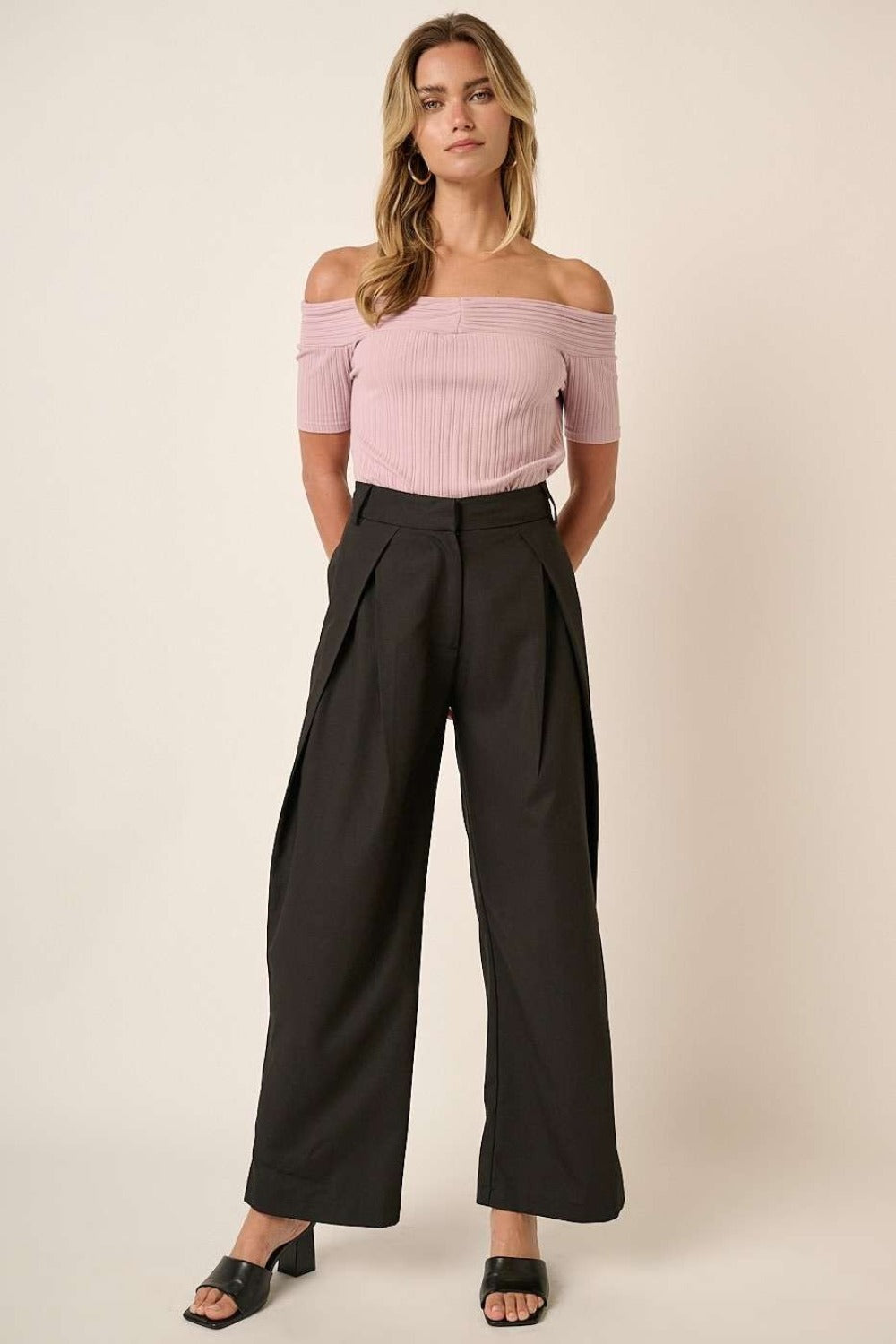 Mittoshop Deep Pleated High Waisted Wide Leg Pants us.meeeshop - Pants