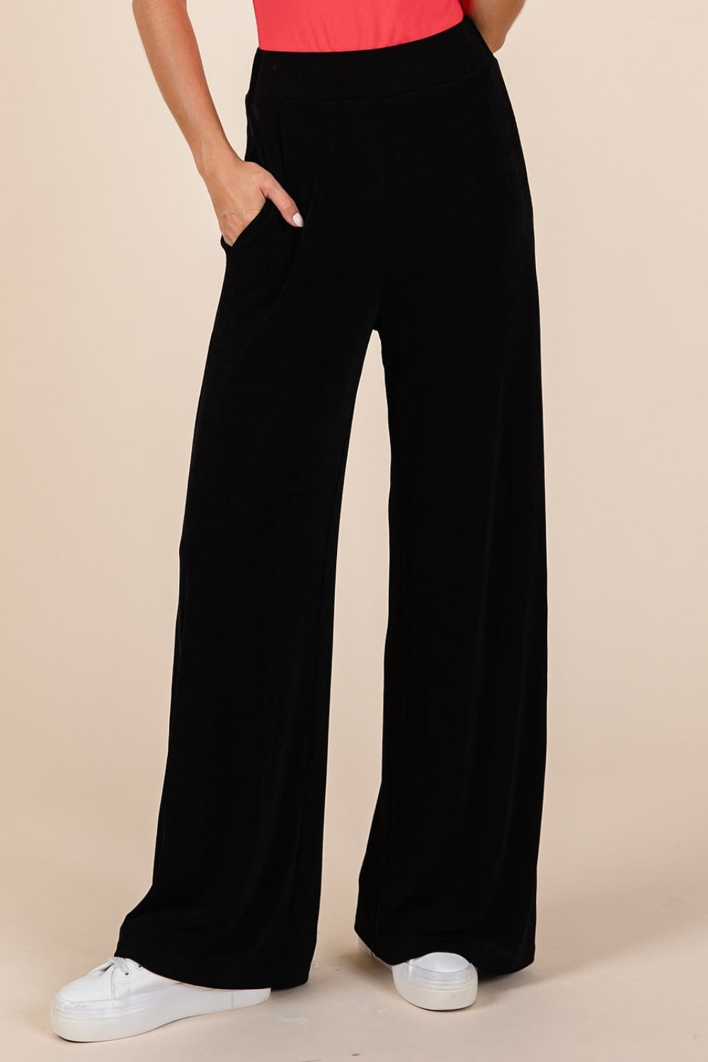 Mittoshop Elastic Waist Pants with Side Pockets us.meeeshop - 