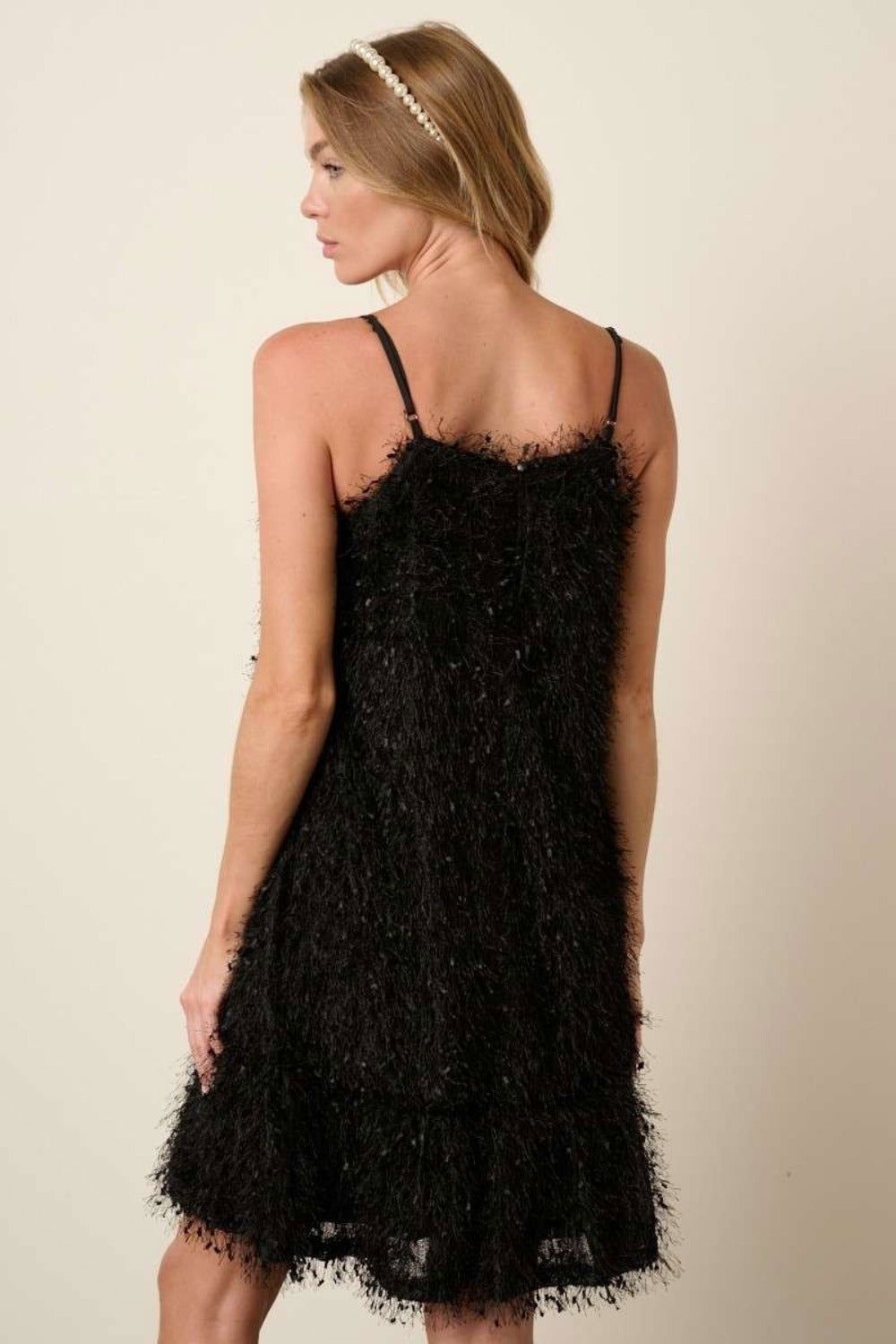 Mittoshop Feather Ruffle Hem Mini Cami Dress In Black us.meeeshop - 