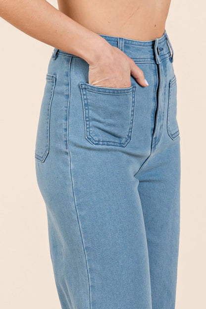 Mittoshop High Waist Wide Leg Jeans us.meeeshop - 