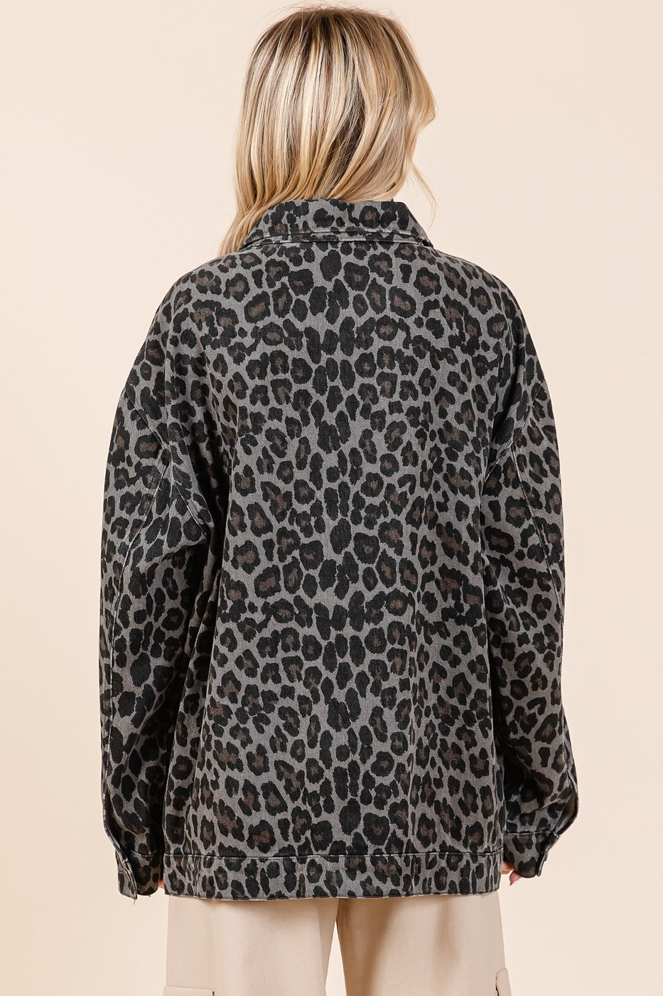 Mittoshop Leopard Button Up Denim Shacket with Breast Pockets us.meeeshop - 