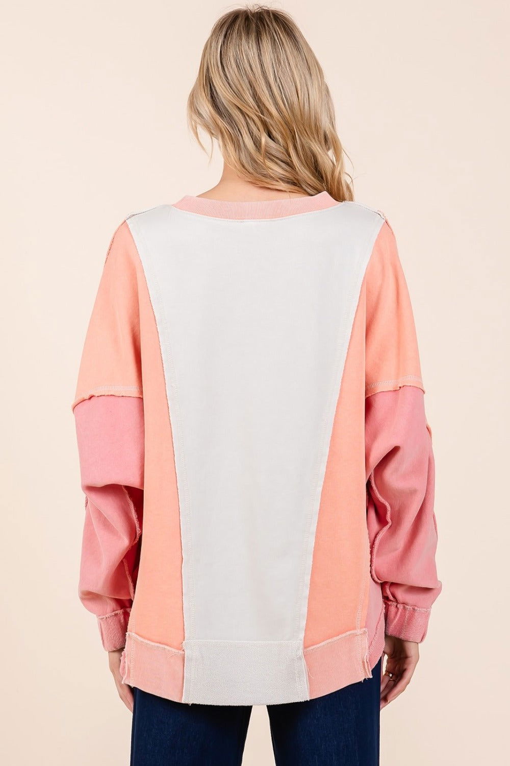 Mittoshop Mineral Wash Color Block Sweatshirt us.meeeshop - 