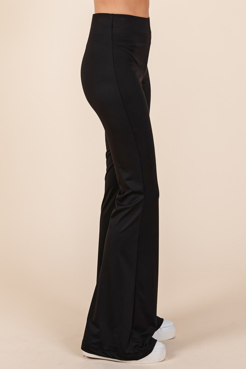 Mittoshop Stretchy Soft Elastic Waist Flare Pants In Black us.meeeshop - 