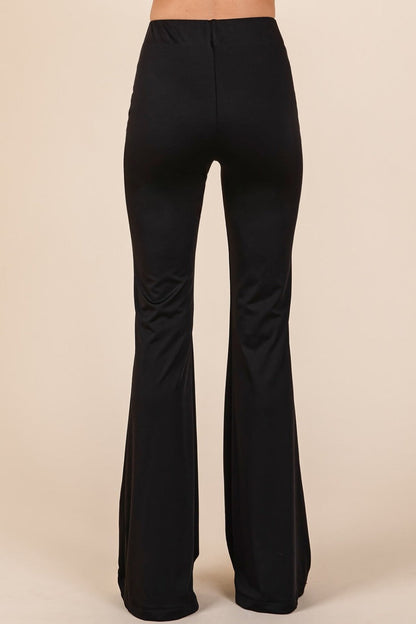 Mittoshop Stretchy Soft Elastic Waist Flare Pants In Black us.meeeshop - 