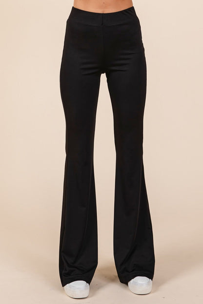 Mittoshop Stretchy Soft Elastic Waist Flare Pants In Black us.meeeshop - 