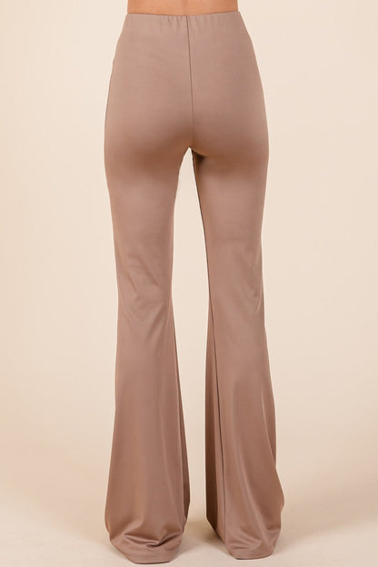 Mittoshop Stretchy Soft Elastic Waist Flare Pants In Mocha us.meeeshop - 