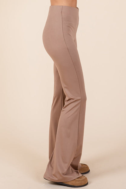 Mittoshop Stretchy Soft Elastic Waist Flare Pants In Mocha us.meeeshop - 