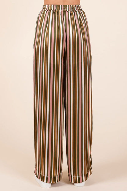 Mittoshop Striped Satin Elastic Waist Wide Leg Pants us.meeeshop - 