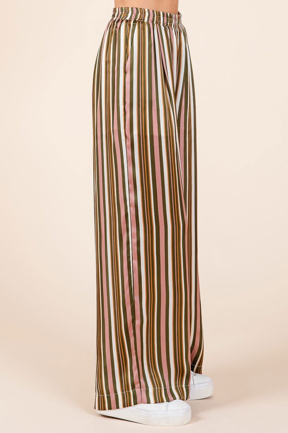 Mittoshop Striped Satin Elastic Waist Wide Leg Pants us.meeeshop - 