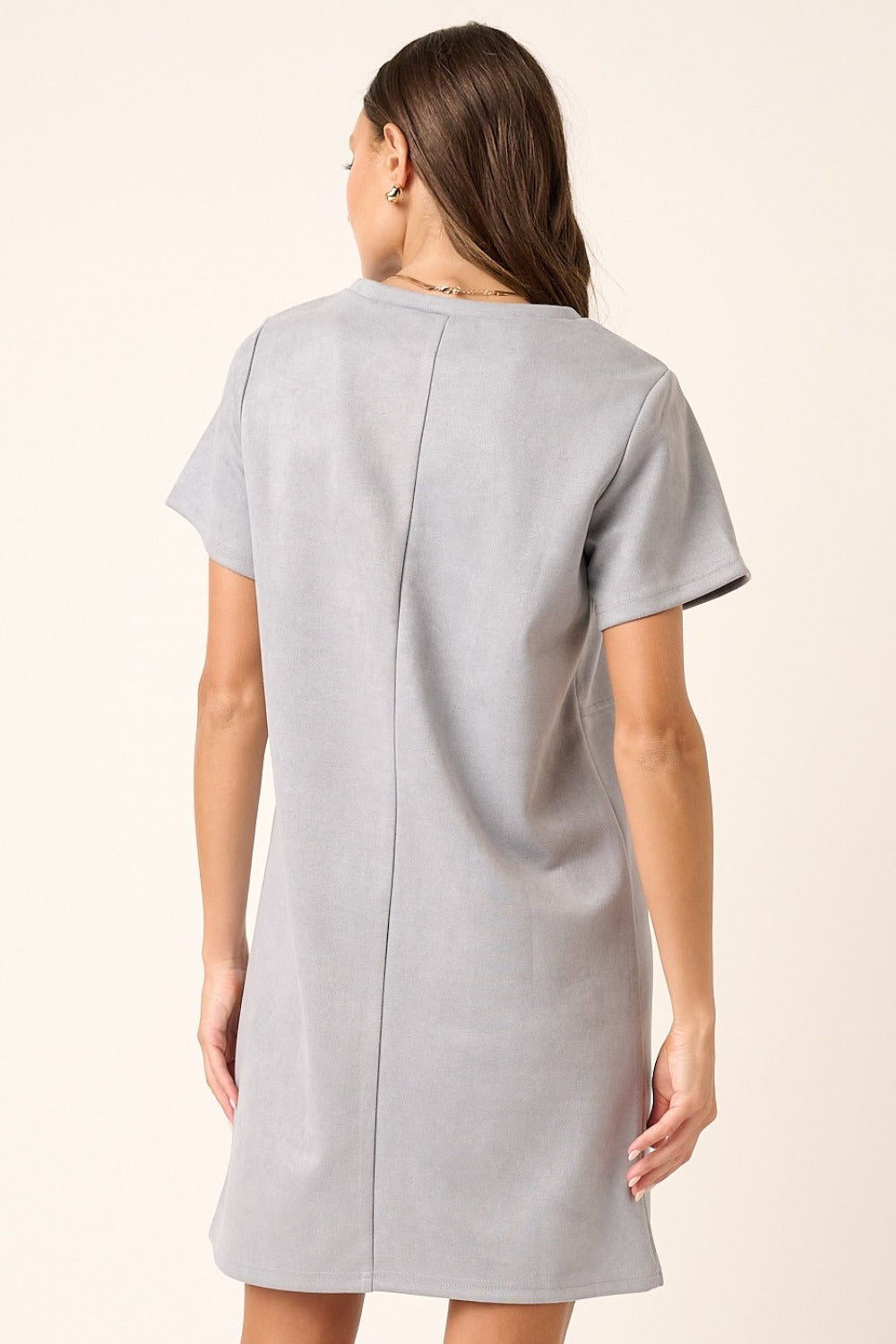 Mittoshop Suede Short Sleeve Mini Dress us.meeeshop - 