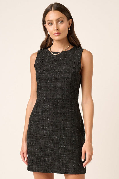 Mittoshop Tweed Sleeveless Mini Dress In Black us.meeeshop - Dresses