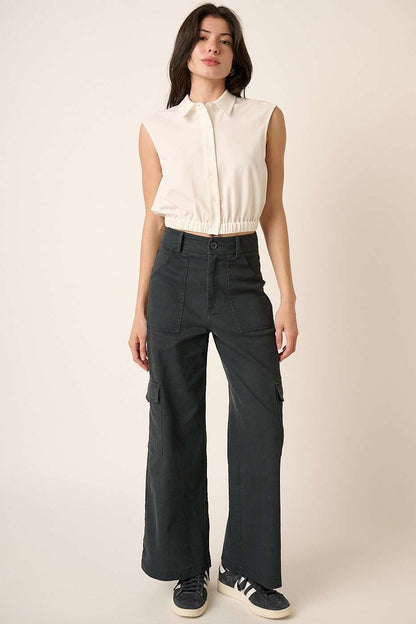 Mittoshop Wide Leg High Waist Pants with Cargo Pockets us.meeeshop - 