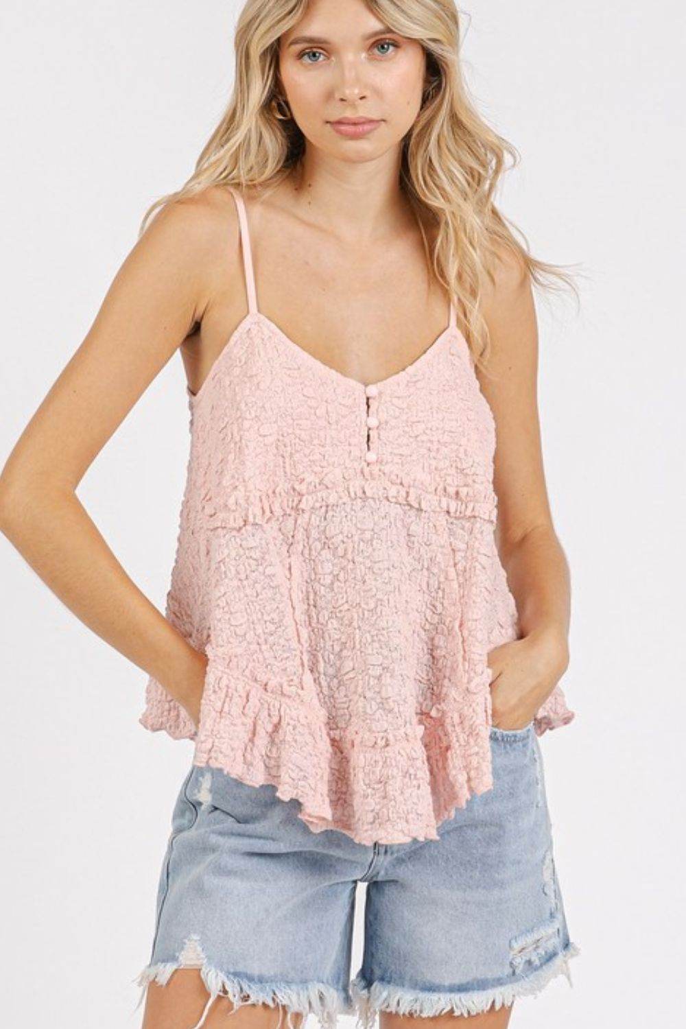 Mittoshop Textured V-Neck Cami - us.meeeshop