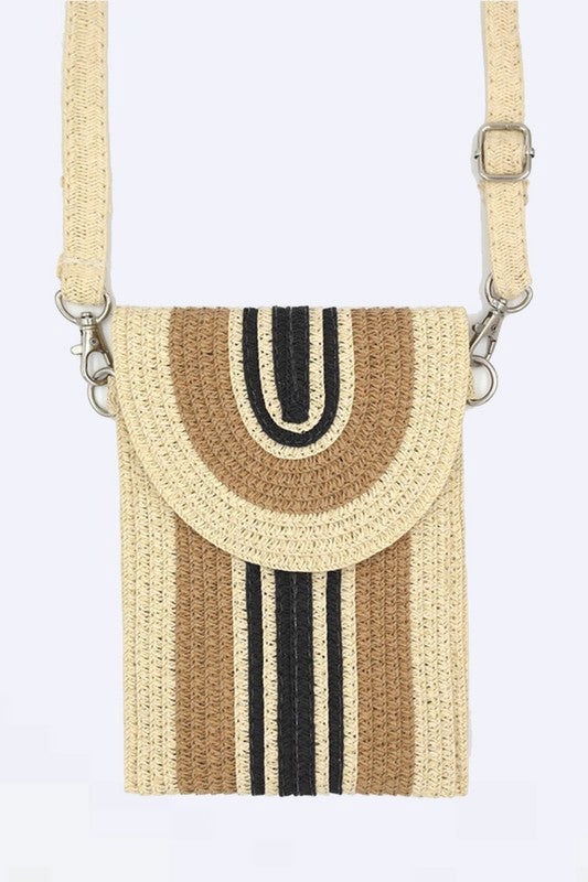 Mix Color Straw Crossbody Phone Bag us.meeeshop - Handbags