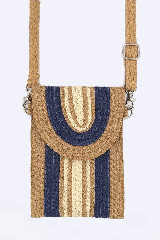 Mix Color Straw Crossbody Phone Bag us.meeeshop - 