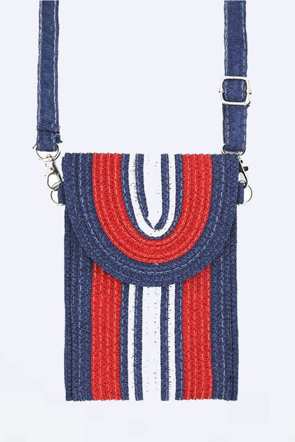 Mix Color Straw Crossbody Phone Bag us.meeeshop - 