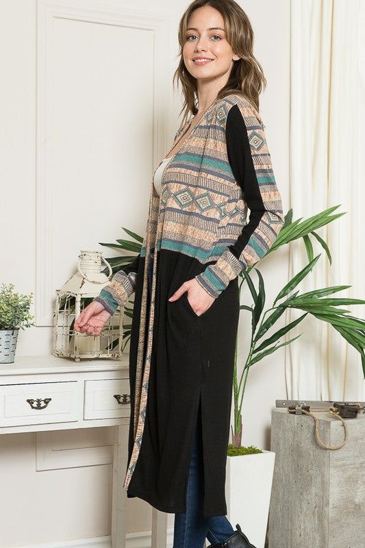 Mixed Media Maxi Cardigan us.meeeshop - 