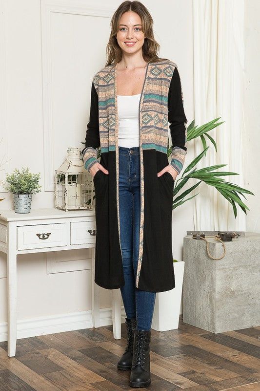 Mixed Media Maxi Cardigan us.meeeshop - 