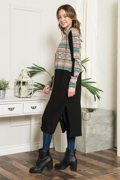 Mixed Media Maxi Cardigan us.meeeshop - 