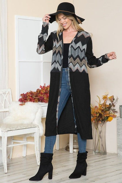 Mixed Media Maxi Cardigan us.meeeshop - Outerwear