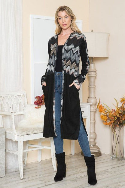 Mixed Media Maxi Cardigan us.meeeshop - 