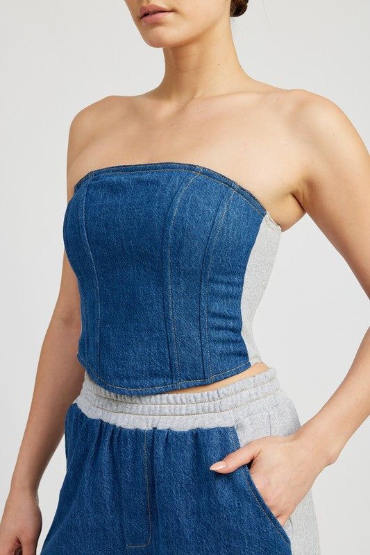 Mixed Media Bustier Top - us.meeeshop