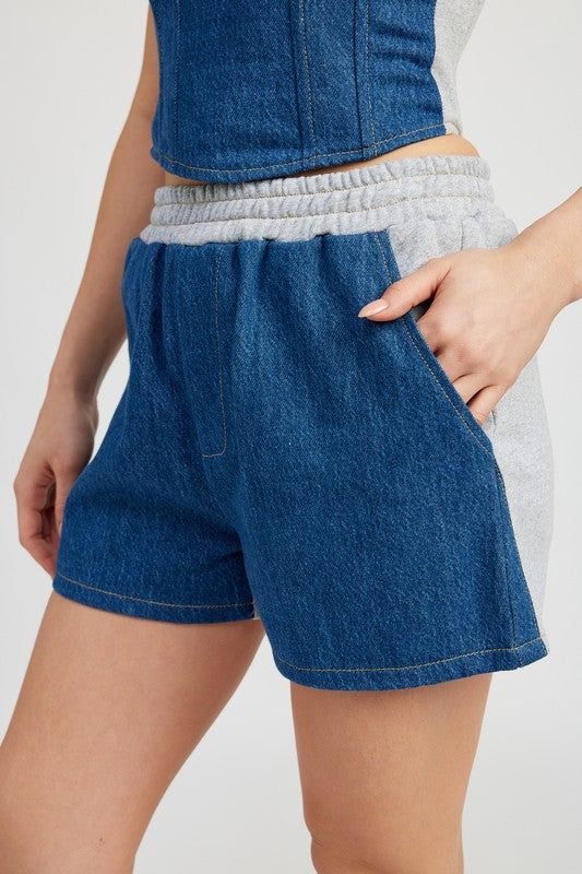 Mixed Media High Waist Shorts - us.meeeshop