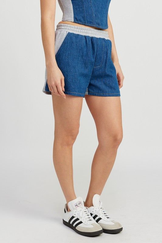 Mixed Media High Waist Shorts - us.meeeshop