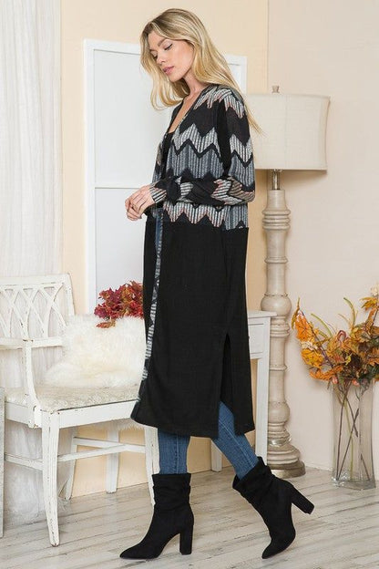 Women's Mixed Media Maxi Cardigan - us.meeeshop