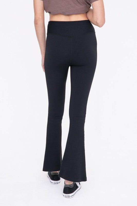 Mono B BRONZE - Ribbed Flare High-Waist Leggings us.meeeshop - 