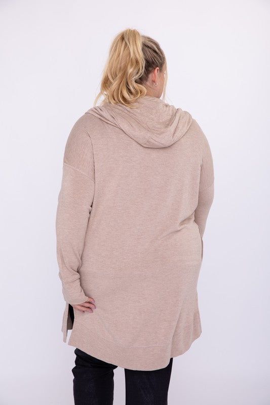 Mono B | Curvy Longline Hooded Cardigan with Pockets us.meeeshop - 