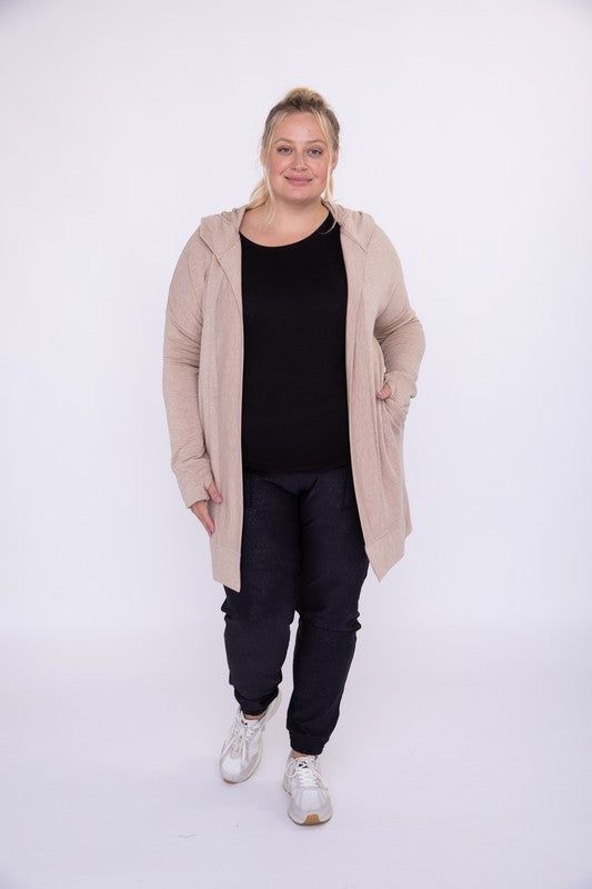 Mono B | Curvy Longline Hooded Cardigan with Pockets us.meeeshop - 