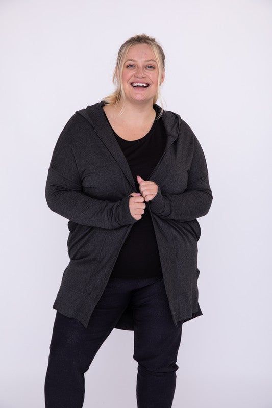 Mono B | Curvy Longline Hooded Cardigan with Pockets us.meeeshop - 