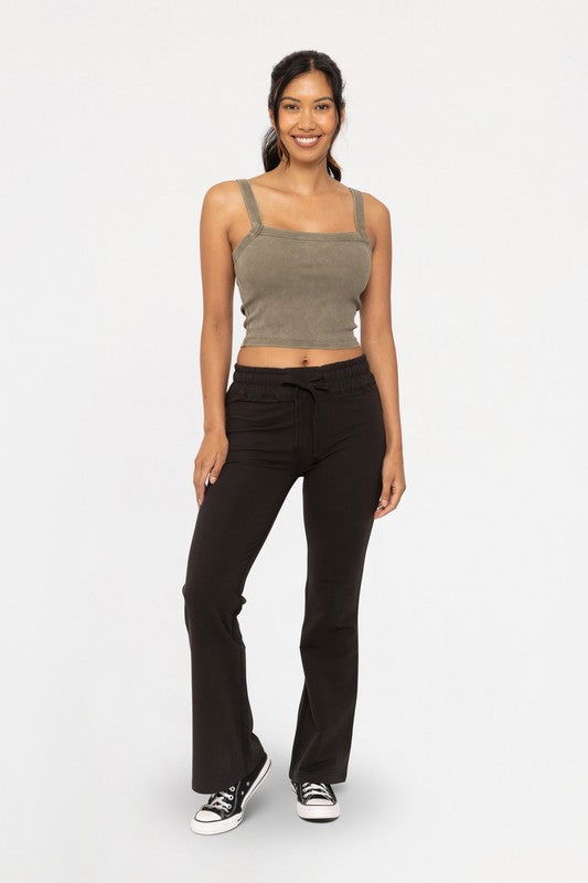 Mono B Drawstring Flared Pants - Black us.meeeshop - 