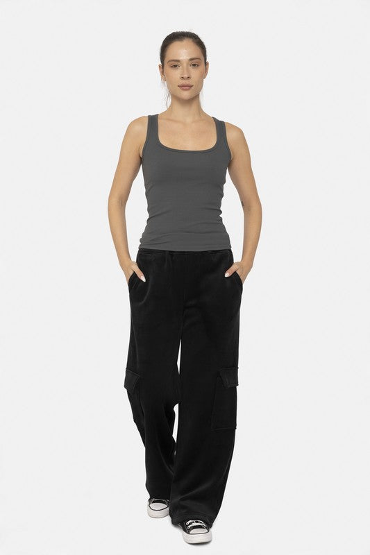 Mono B Elastic Waist Corduroy Cargo Pants us.meeeshop - 