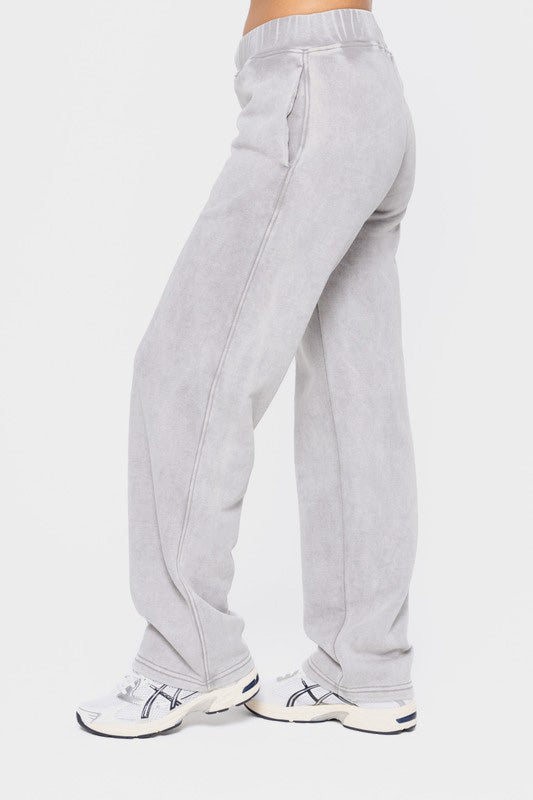 Mono B Elastic Waist Fleece Pants with Pockets us.meeeshop - 