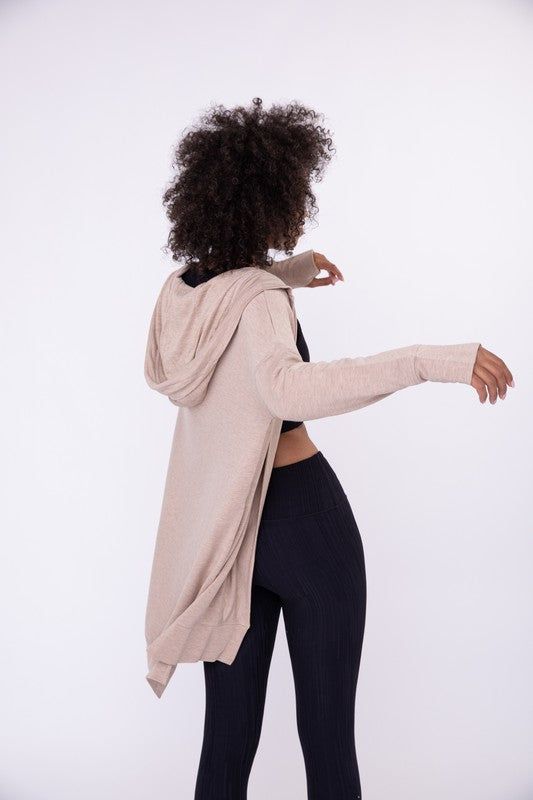 Mono B Longline Hooded Cardigan with Pockets us.meeeshop - 