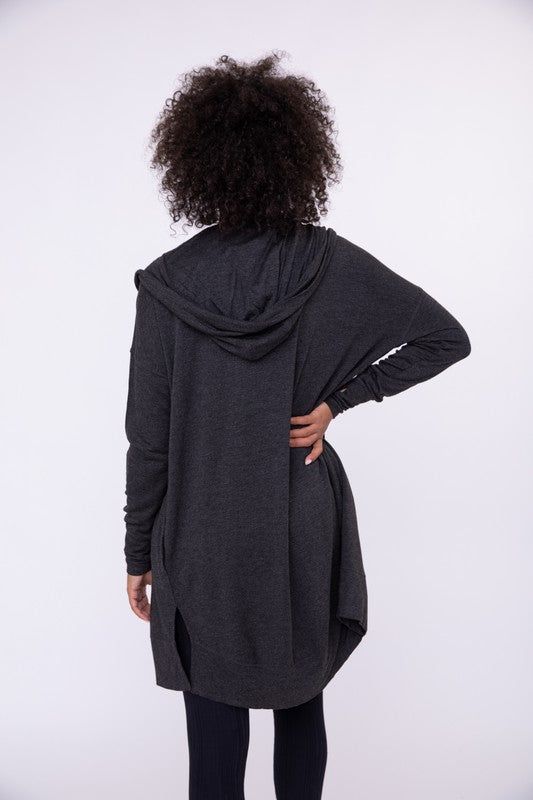 Mono B Longline Hooded Cardigan with Pockets us.meeeshop - 