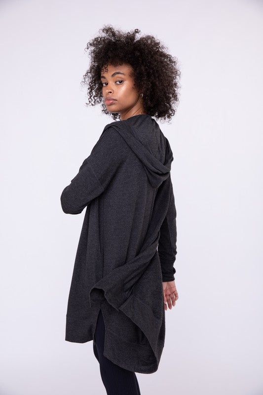 Mono B Longline Hooded Cardigan with Pockets us.meeeshop - 