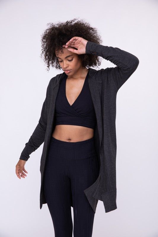 Mono B Longline Hooded Cardigan with Pockets us.meeeshop - 