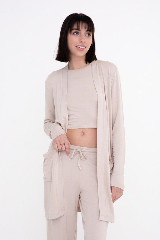 Mono B | Lounge Open-Front Terry Cardigan us.meeeshop - 