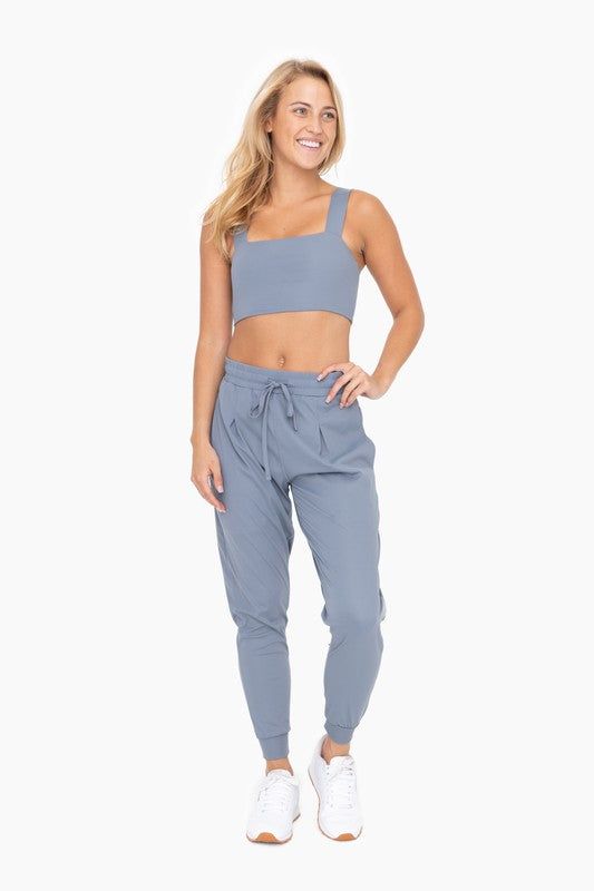 Mono B Solid Pleated Front Joggers us.meeeshop - 