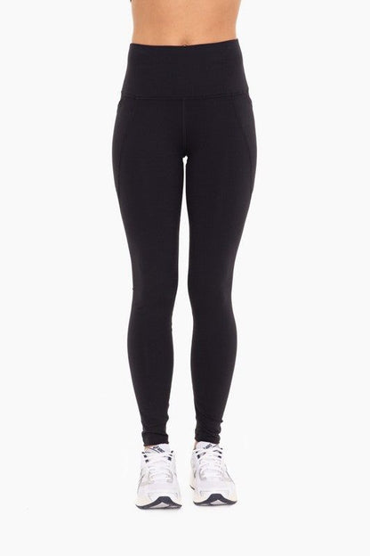 Mono B Tapered Band Essential Solid Highwaist Leggings us.meeeshop - 